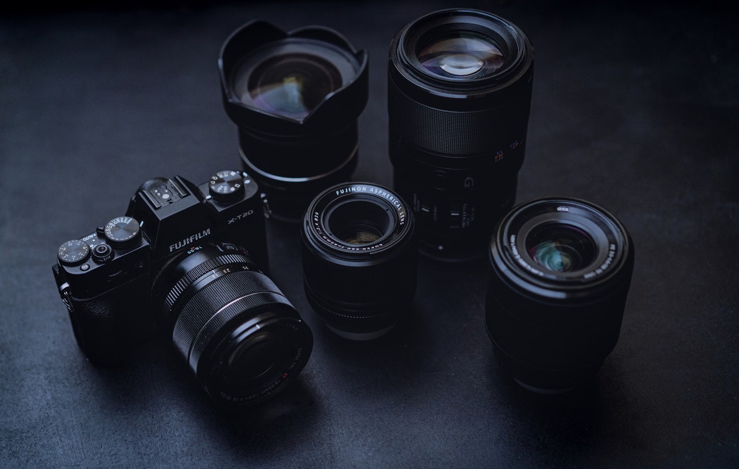 A camera and interchangeable lenses ready for a shoot